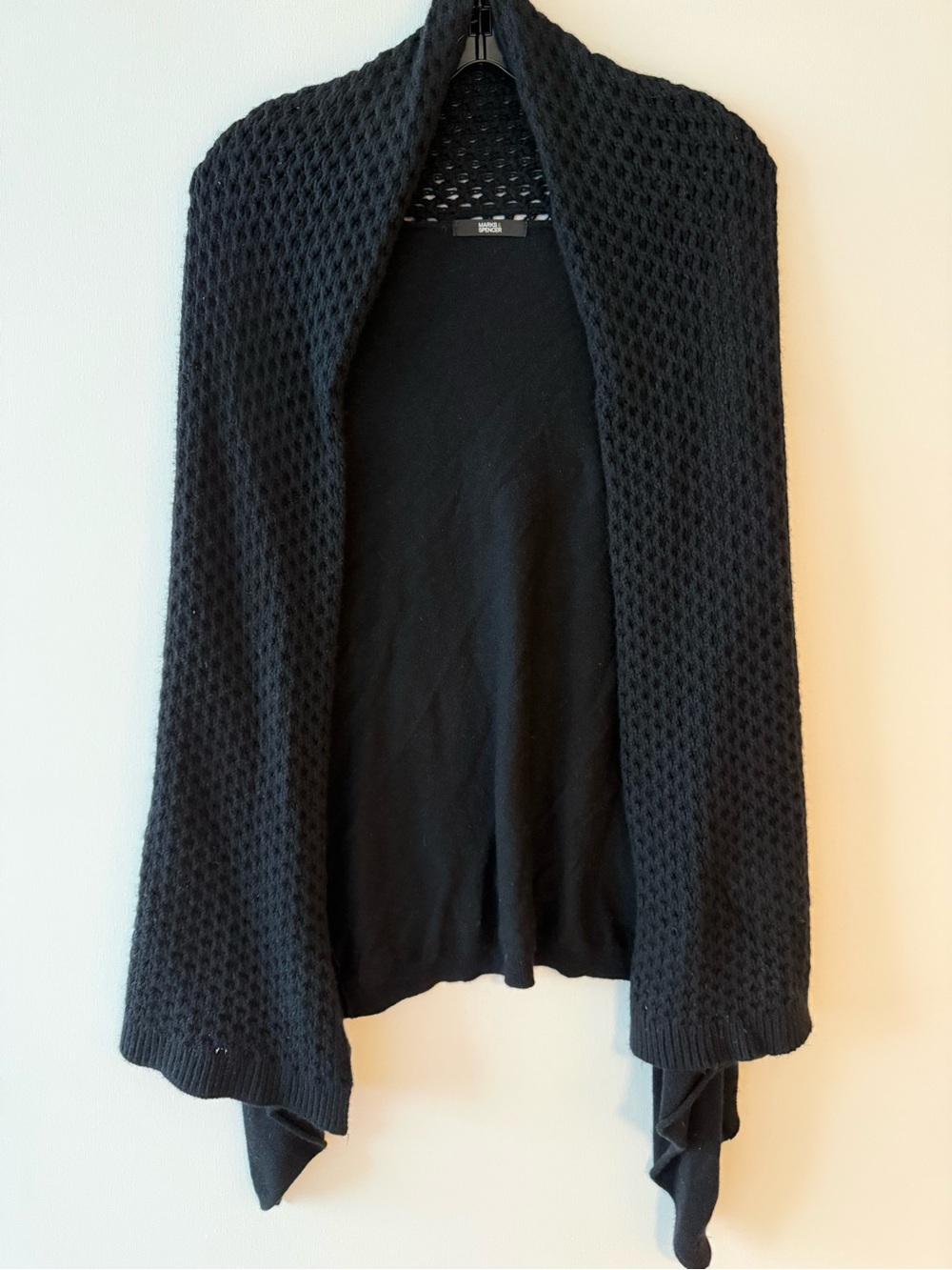 Marks & Spencer Black Open-Front Knit Cardigan M UK 14 US 10
